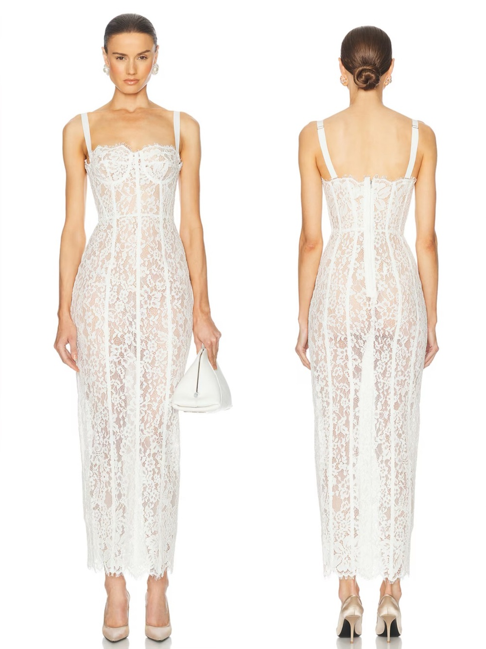 Helsa The Lace Column Dress, XS S M L,white